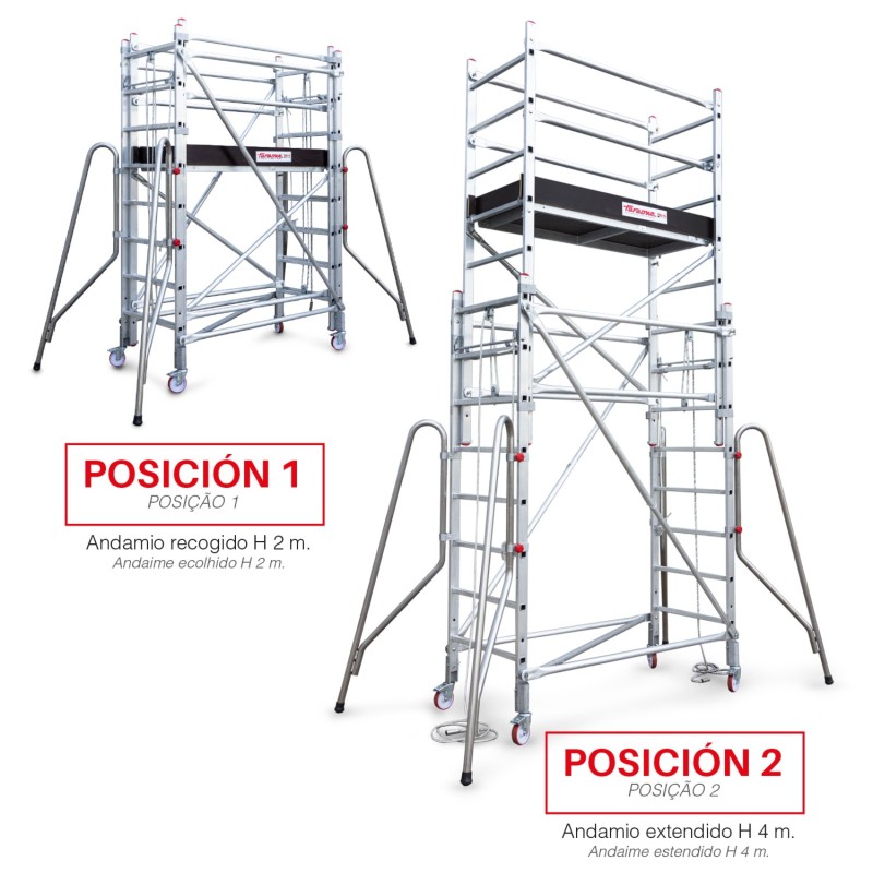 Torre móvil desplegable con cuerda RAPIDO 160-S 160x80 cm