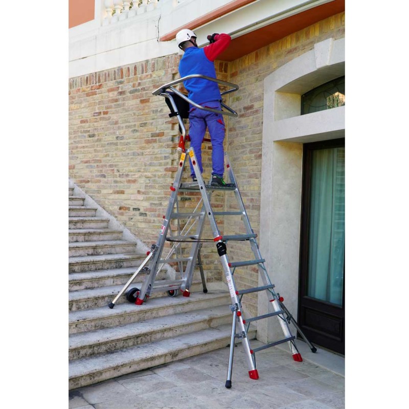 Escalera plegable regulable en altura 5 peldaños PLS-COMPACT 5