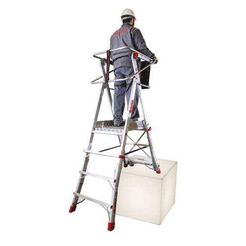 Escada dobrável regulável em altura com plataforma larga PLS6 Faraone