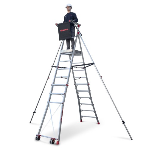 Escada dobrável regulável em altura com plataforma larga PLS6 Faraone