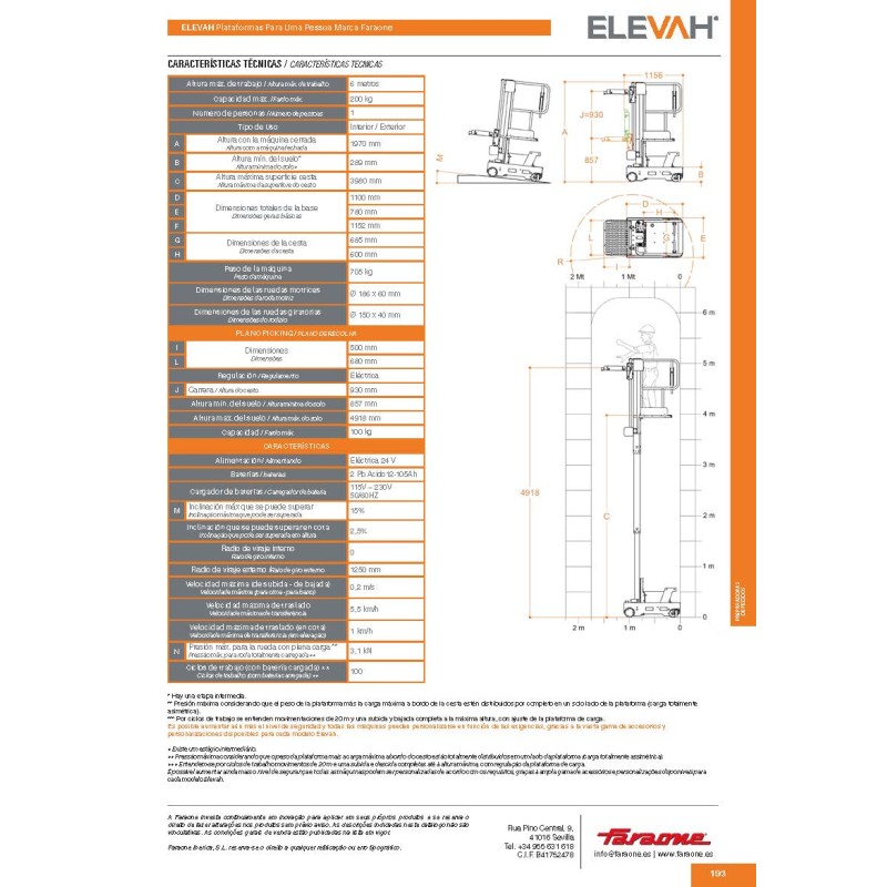 Elevador de picking individual 6 Move - altura de trabalho de 6 m