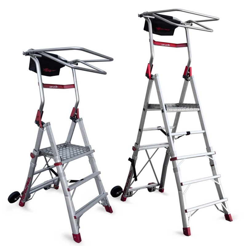 Escada rebatível com altura ajustável e 5 degraus PLS-COMPACT 5