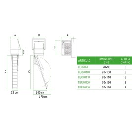 Escalera escamoteable en acero galvanizado para terrazas RE-TER 2