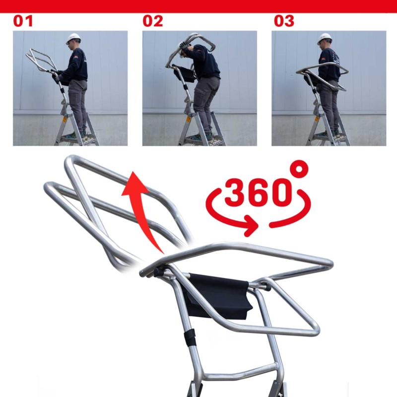 Escada dobrável PL-C3 de 3 degraus com altura ajustável