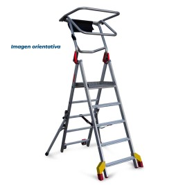 Escada dobrável PL-C6 de 6 degraus com altura ajustável