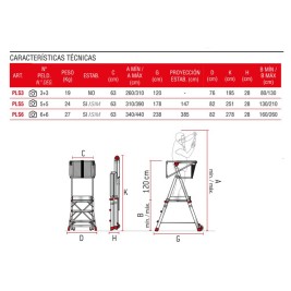 Escalera plegable regulable en altura con amplia plataforma PLS6 Faraone 2
