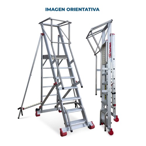 Escada de armazém em alumínio para uso intensivo 6 degraus SMT150