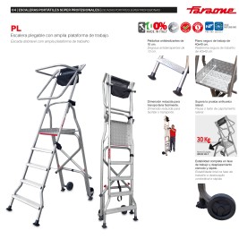 Escalera plegable móvil con amplia plataforma 3 peldaños PL3 Faraone 2