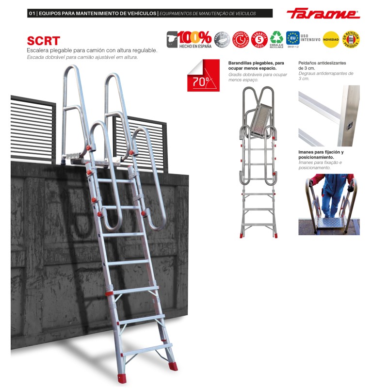 Escada dobrável para camião SCRT 3+6 com altura ajustável