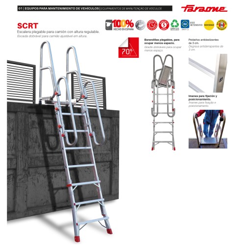 Escada dobrável para camião SCRT 3+6 com altura ajustável