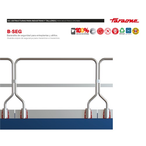 Barandilla de seguridad para altillos y entreplantas 151 cm. de largo