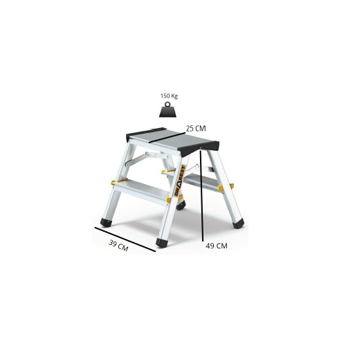 Escalera doméstica de tijeras doble subida de 2 peldaños - DRABEST