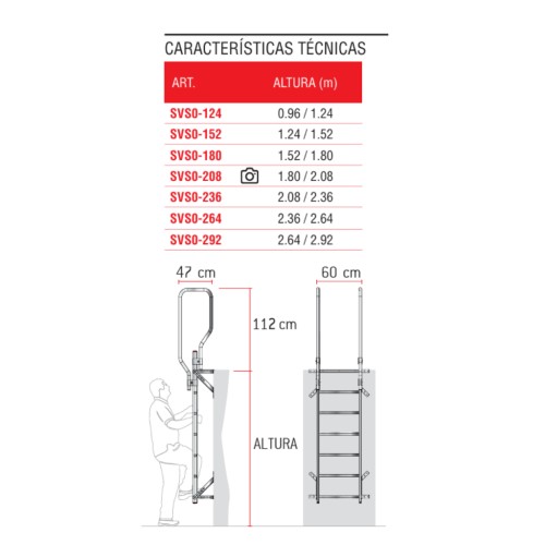 Escalera vertical de seguridad  SVS0 sin jaula de protección Faraone