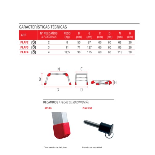 Plataforma plegable aluminio para uso profesional 4 peldaños