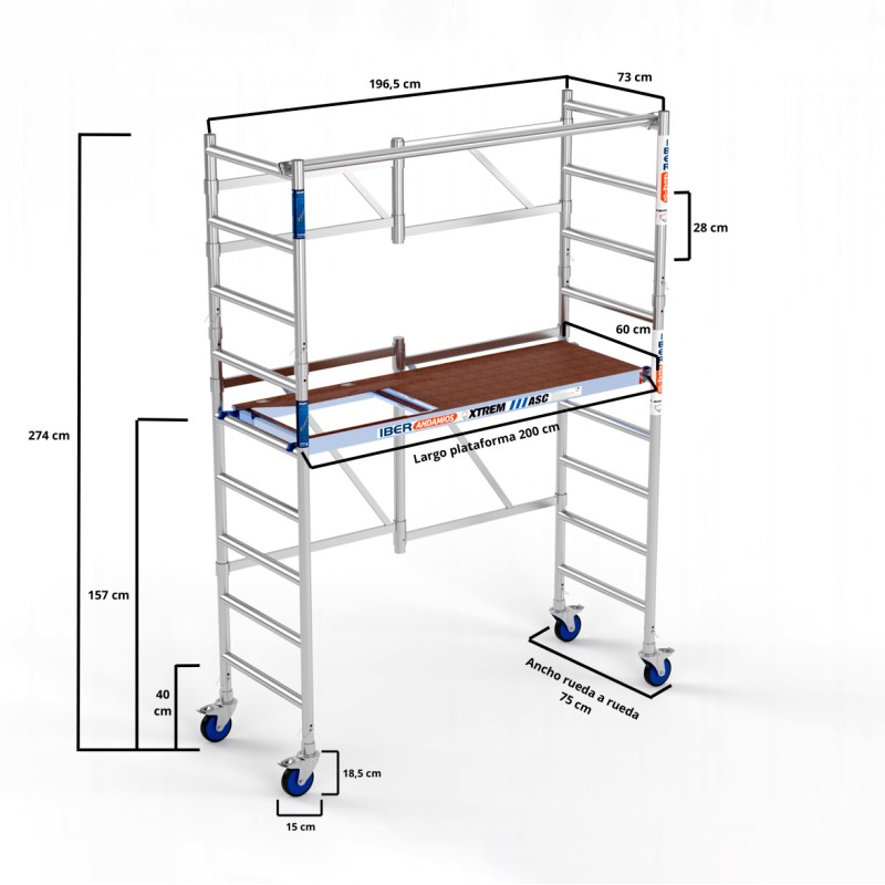 Andamio plegable XTREM 75x190 3,65 m Altura de trabajo