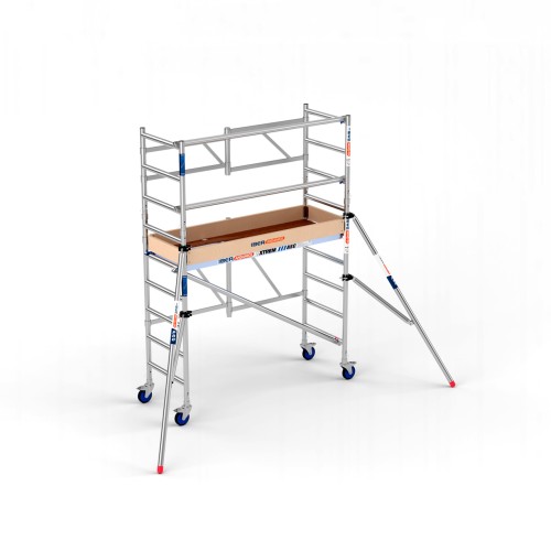 Andamio plegable XTREM 75x190 3,65 m Altura de trabajo con barras extra y rodapié de madera y estabilizadores