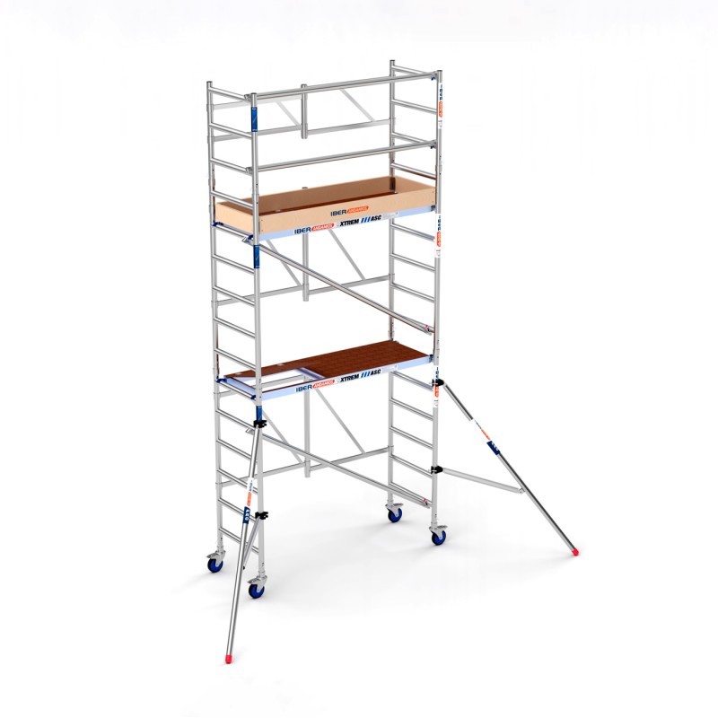Andamio plegable XTREM 75x190 5,70 m Altura de trabajo con estabilizadores y rodapié de madera