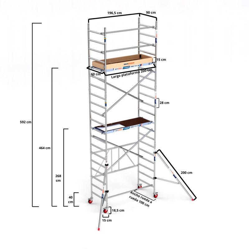 Andaime Misto 90x190 Plat. 190 C/T - 6,50 m Altura de trabalho