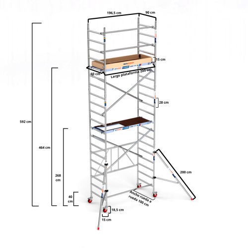 Andaime Misto 90x190 Plat. 190 C/T - 6,50 m Altura de trabalho