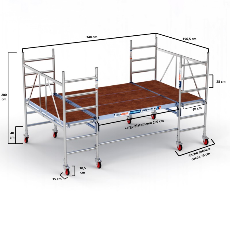 Andaime dobrável Multiplataforma 190x340 - 3,00 m altura de trabalho