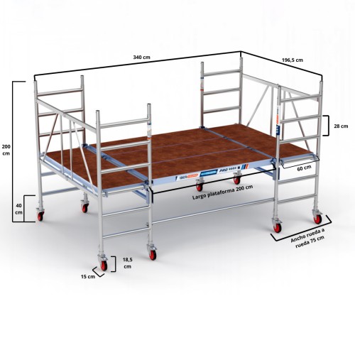 Andamio plegable Multiplataforma 190x340 - 3,00 m Altura de trabajo