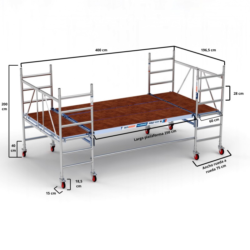 Andaime dobrável Multiplataforma 190x400 - 3,00 m altura de trabalho