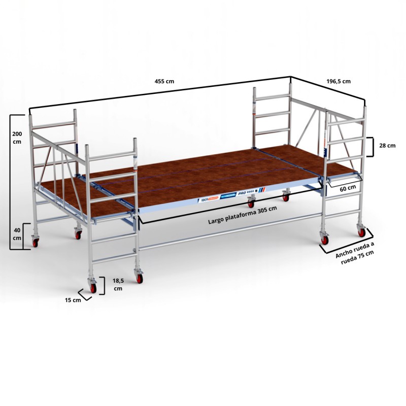 Andamio plegable Multiplataforma 190x455 - 3,00 m Altura de trabajo