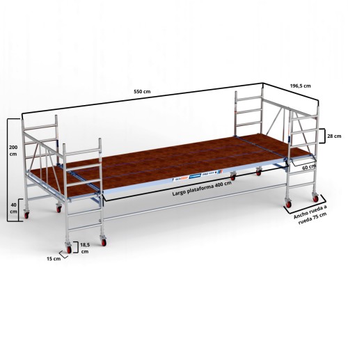 Andamio plegable Multiplataforma 190x550 - 3,00 m Altura de trabajo