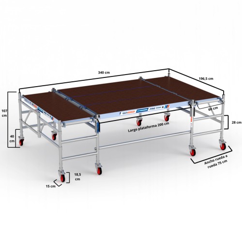Andaime Multiplataforma READY 190x340 - 3,00 m altura de trabalho