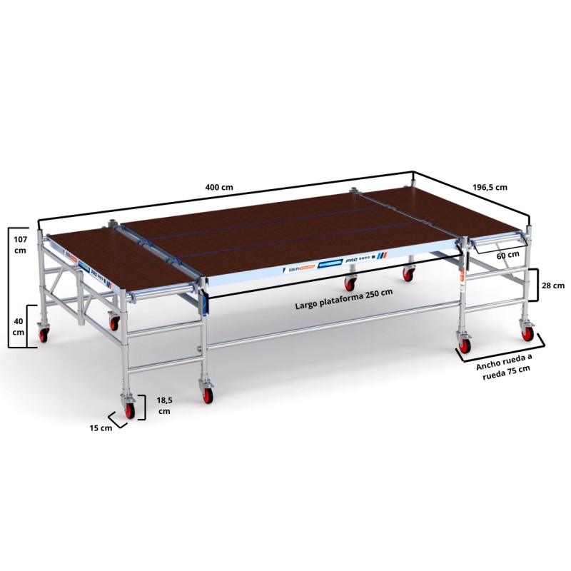 Andaime Multiplataforma READY 190x400 - 3,00 m altura de trabalho