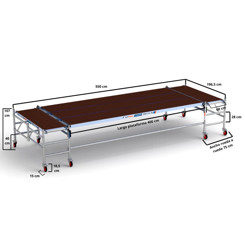 Andaime Multiplataforma Pronto 190x550 - 3,00 m Altura de trabalho