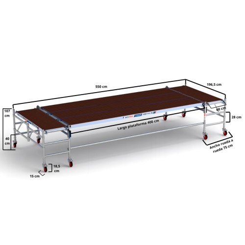 Andaime Multiplataforma Pronto 190x550 - 3,00 m Altura de trabalho