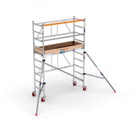 Andamio plegable 75x190 3,85 m Altura de trabajo con estabilizadores y rodapié.