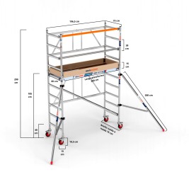 Andamio plegable 75x190 3,85 m Altura de trabajo con estabilizadores y rodapié. 2