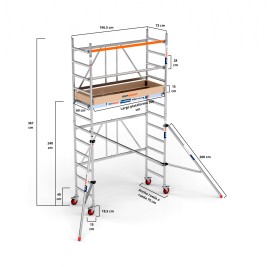 Andamio plegable 75x190  4,70 m Altura de trabajo con rodapié y estabilizadores 2