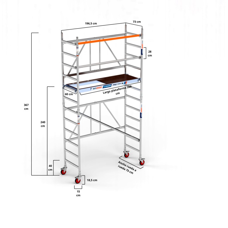 Andamio plegable 75x190 4,70 m Altura de trabajo