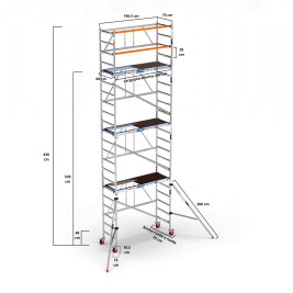 Andamio plegable 75x190 7,50 m Altura de trabajo con estabilizadores 2