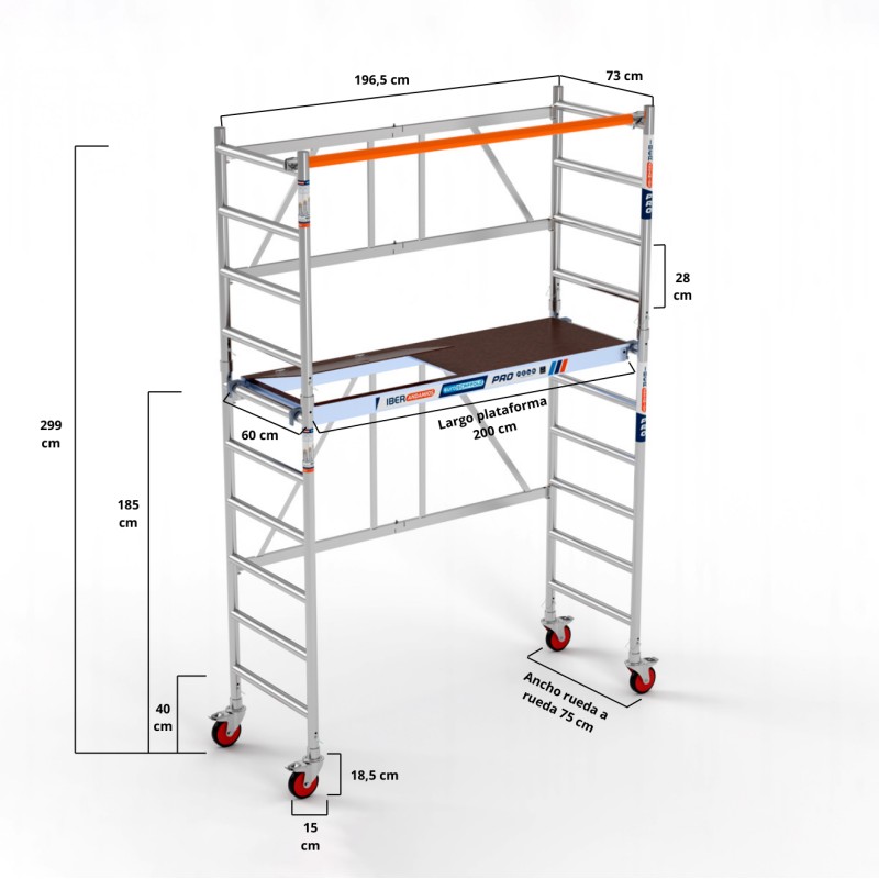 Andamio plegable 75x190 3,85 m Altura de trabajo