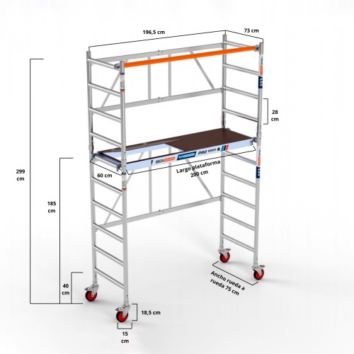 Andamio plegable 75x190 3,85 m Altura de trabajo