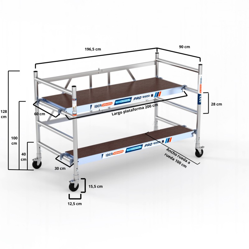 Andamio Plegable READY 90 x 190 cm - 3 metros altura trabajo