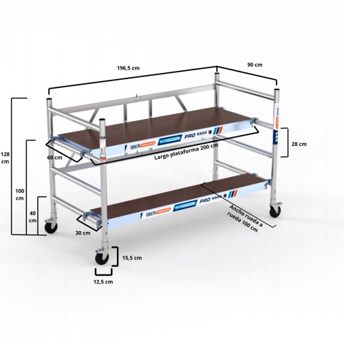 Andamio Plegable READY 90 x 190 cm - 3 metros altura trabajo