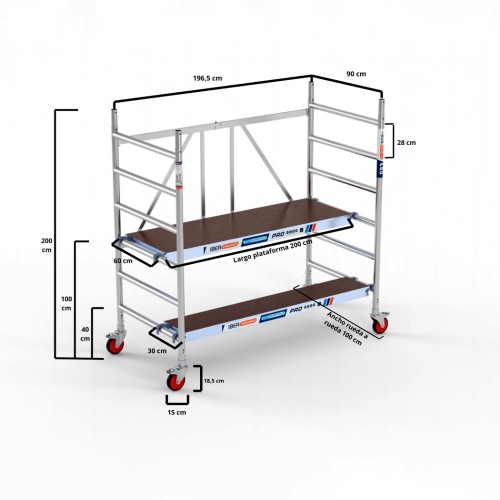 Andaime dobrável 90x190 Plat. 190 S/T + Plat. 30 cm - 3,00 Altura trabalho