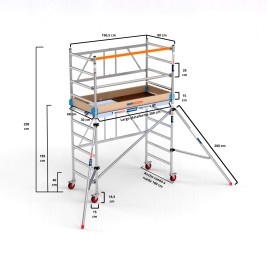 Andaime dobrável 90x190 plataforma 190 C/E + plat. 30 cm - 3,85-B m de altura de trabalho 2