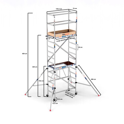Andaime dobrável de alumínio COMPACT 1+2+3 IBERANDAMIOS
