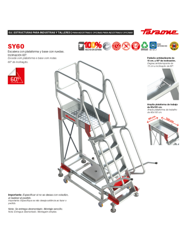 Escalera aluminio con plataforma y 4 ruedas Faraone SY60