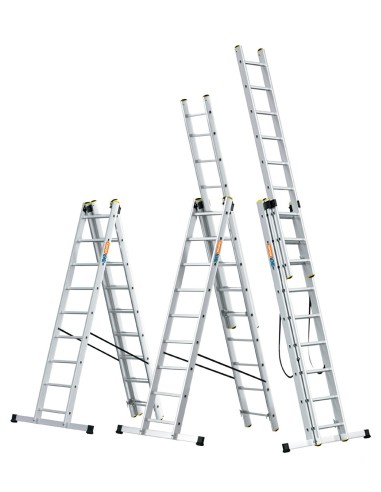 Escada multiuso de alumínio três lances 8 degraus DW-PRO-3X8