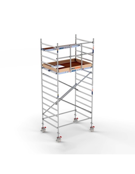 Torre de andaime com plataforma para ferramentas