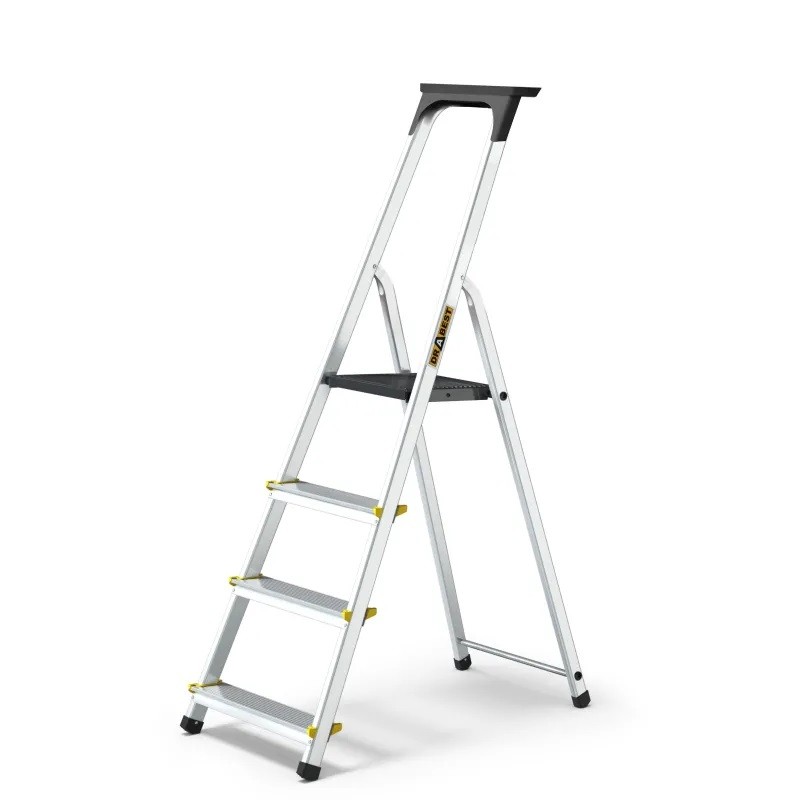 Escalera de aluminio plegable doméstica DRABEST de 4 peldaños + bandeja de herramientas DRABEST
