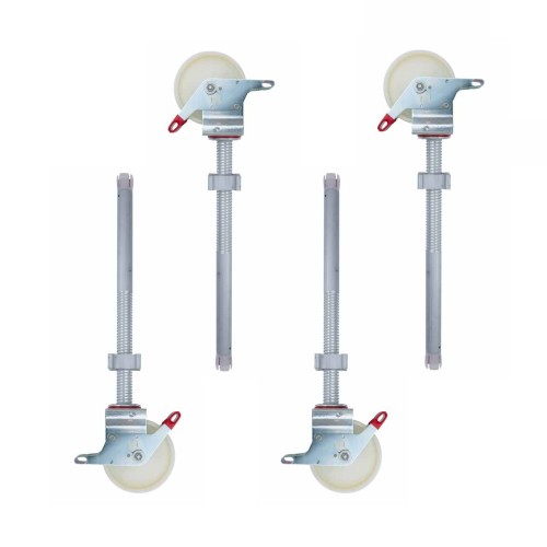 Pack 4 Ruedas con husillo ALUMINIO Nylon 800 kg
