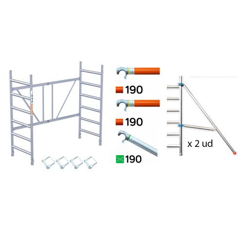 Ampliación de andamio plegable en aluminio básico a 4,70  m